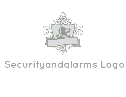 shield with banner and swirl design icon