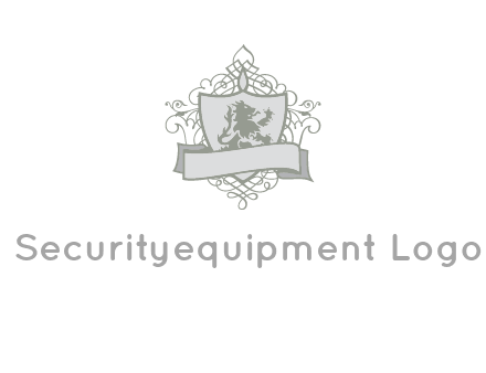 shield with banner and swirl design icon