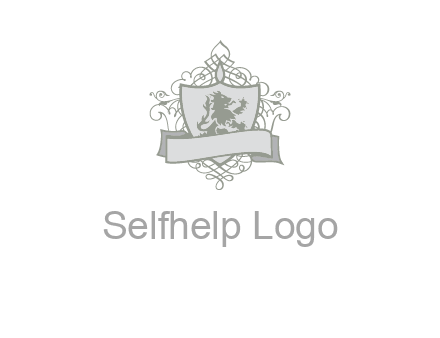 shield with banner and swirl design icon