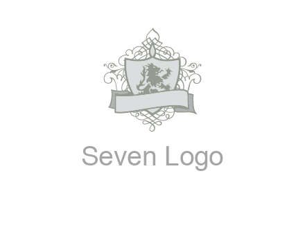 shield with banner and swirl design icon