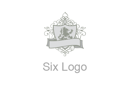 shield with banner and swirl design icon