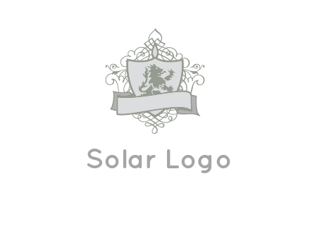 shield with banner and swirl design icon