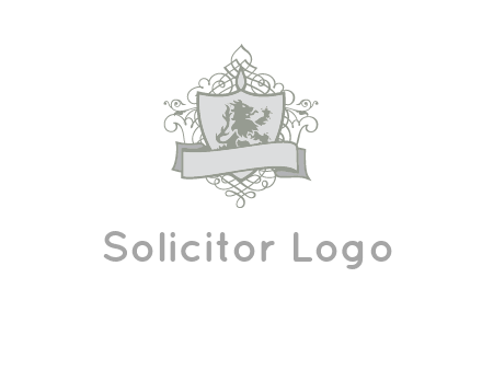 shield with banner and swirl design icon