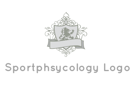 shield with banner and swirl design icon