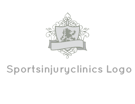 shield with banner and swirl design icon