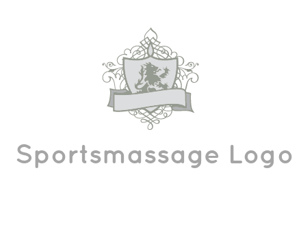 shield with banner and swirl design icon