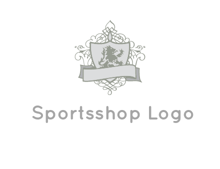 shield with banner and swirl design icon