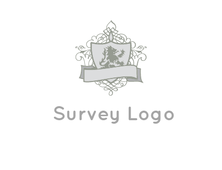 shield with banner and swirl design icon