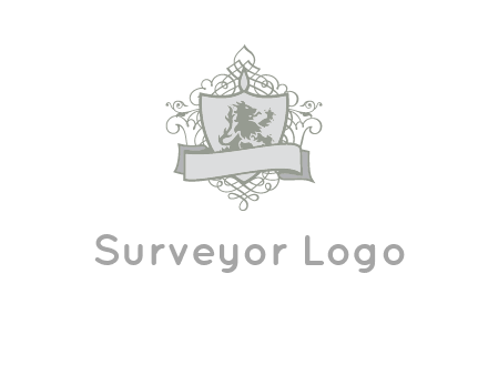 shield with banner and swirl design icon