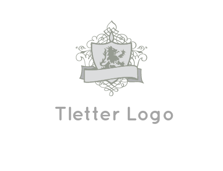 shield with banner and swirl design icon