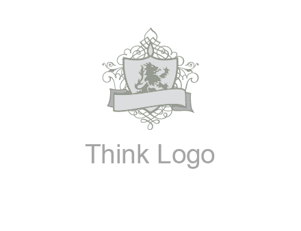 shield with banner and swirl design icon