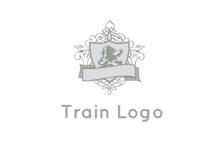shield with banner and swirl design icon