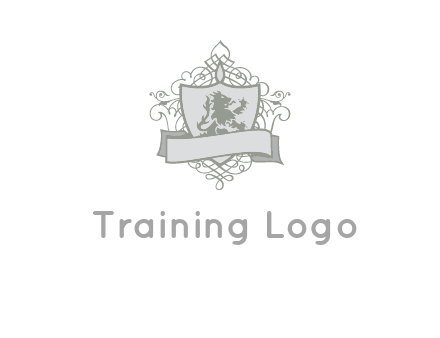 shield with banner and swirl design icon