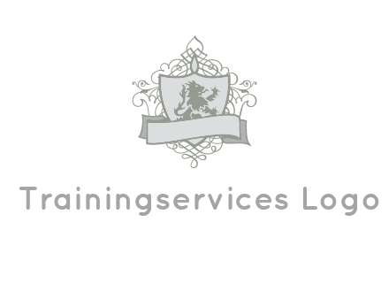 shield with banner and swirl design icon