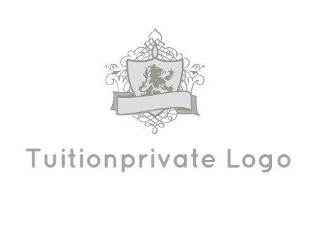 shield with banner and swirl design icon