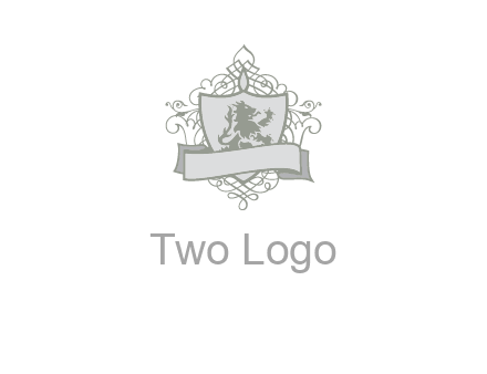 shield with banner and swirl design icon
