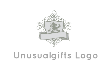 shield with banner and swirl design icon