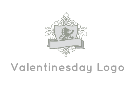 shield with banner and swirl design icon