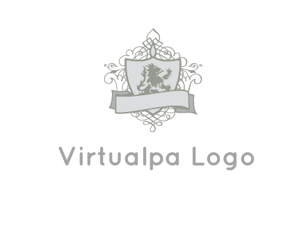 shield with banner and swirl design icon