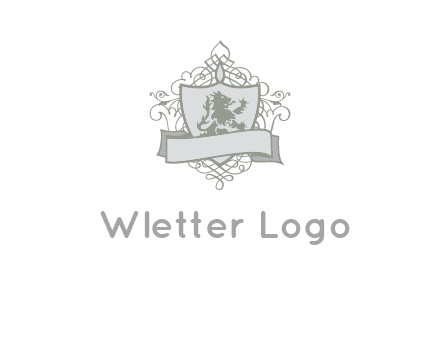 shield with banner and swirl design icon