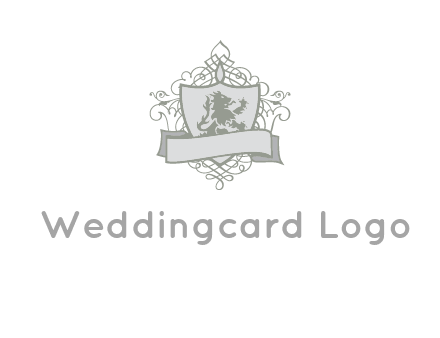 shield with banner and swirl design icon