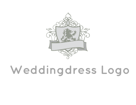 shield with banner and swirl design icon