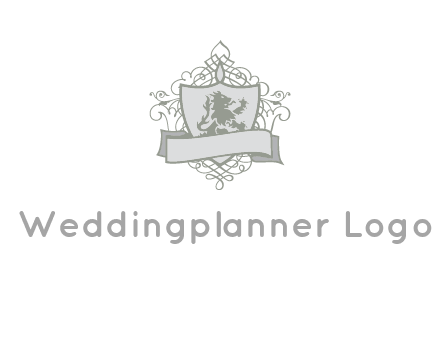 shield with banner and swirl design icon