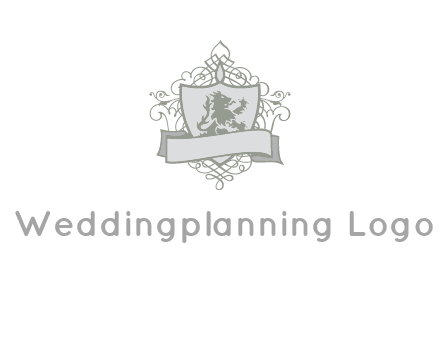 shield with banner and swirl design icon