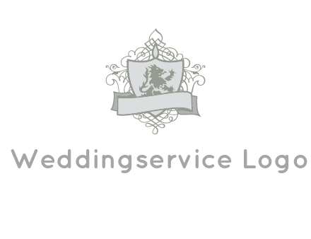 shield with banner and swirl design icon