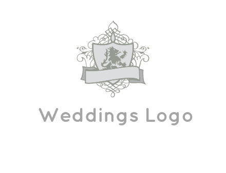 shield with banner and swirl design icon