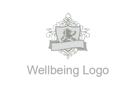 shield with banner and swirl design icon