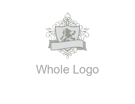 shield with banner and swirl design icon
