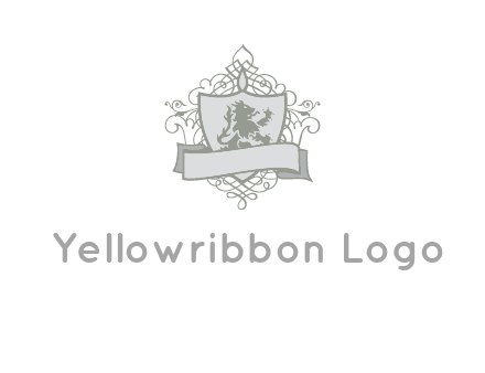shield with banner and swirl design icon