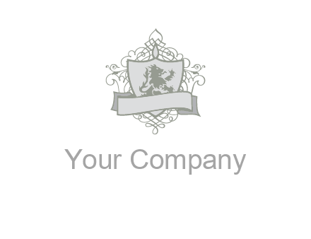 shield with banner and swirl design icon