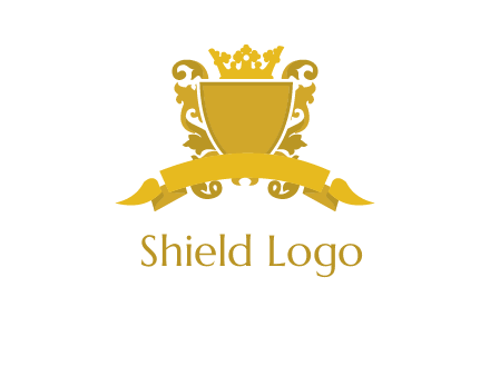 shield with crown swirl icon