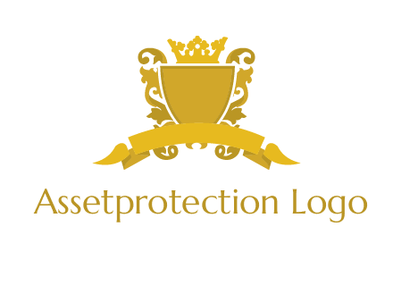 shield with crown swirl icon