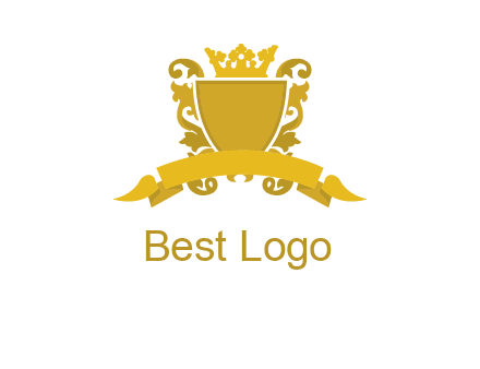 shield with crown swirl icon