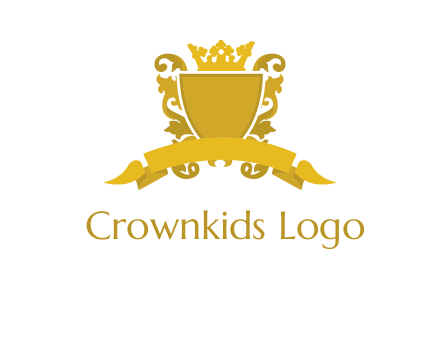 shield with crown swirl icon