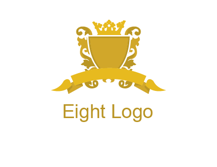 shield with crown swirl icon