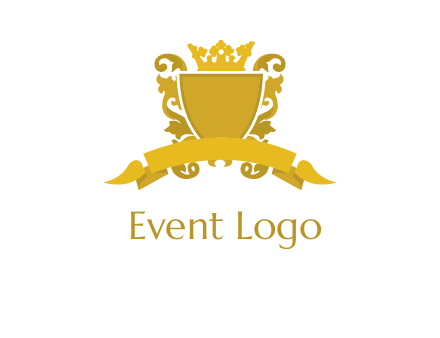 shield with crown swirl icon