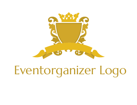 shield with crown swirl icon