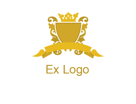 shield with crown swirl icon