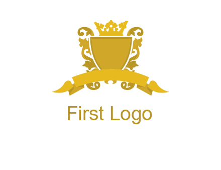 shield with crown swirl icon