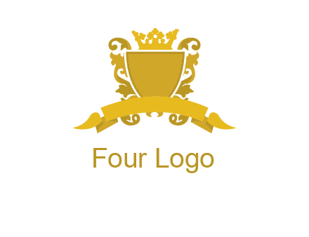 shield with crown swirl icon