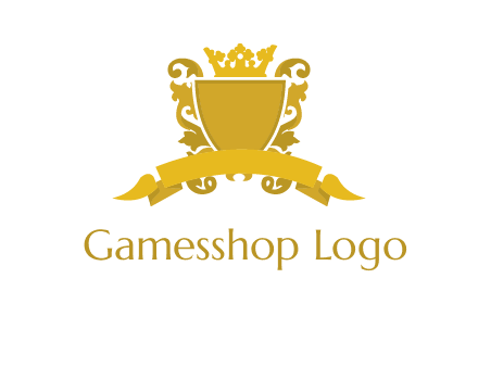 shield with crown swirl icon