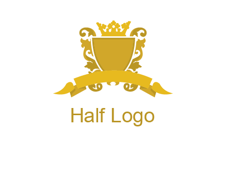 shield with crown swirl icon