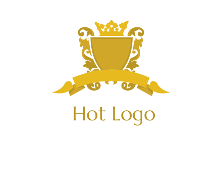 shield with crown swirl icon