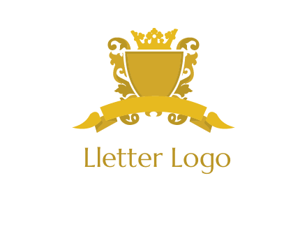 shield with crown swirl icon