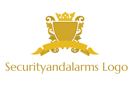shield with crown swirl icon