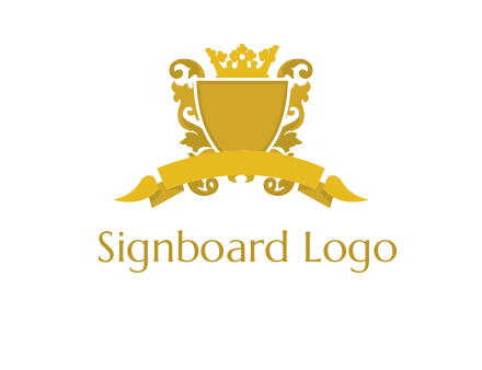 shield with crown swirl icon